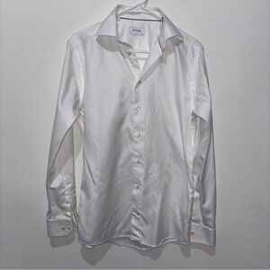 ETON Slim White Textured Dress Shirt Size 15.5/39